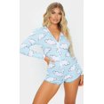 thumbnail image 1 of Combinaison Pyjama pour Femmes à Pois Nuage Imprimés, Manches Longues, Coupe Ample, Vêtements de Nuit, Boutons, 1 of 5
