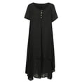 thumbnail image 3 of Nueva moda mujer vestido flojo ocasional del color sólido de manga corta boho summer maxi vestido la Tomshoo Negro 4X-Grande, 3 of 7