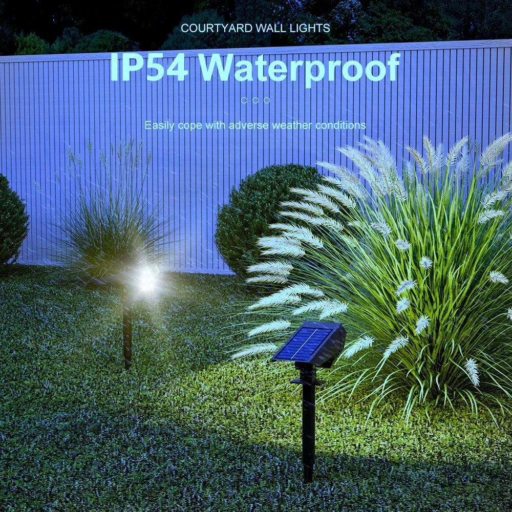 Solar Spot Lights Outdoor, 4 Pack Solar Landscape Spotlights, 3 Modes Waterproof Dusk to Dawn Solar Powered Flood Wall Lights for Outside Yard Garden Pathway, Clear White