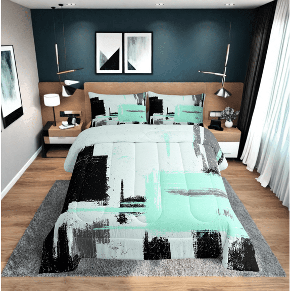Erosebridal Pink Strpies Comforter Sets Twin Size, Abstract Ombre Comforters & Duvets, Geometry Room Decor, Ultra Soft 2 Pieces