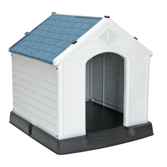 LLToo 32" Roof Insulated Dog House Large Waterproof Dog Kennel Shelter Blue