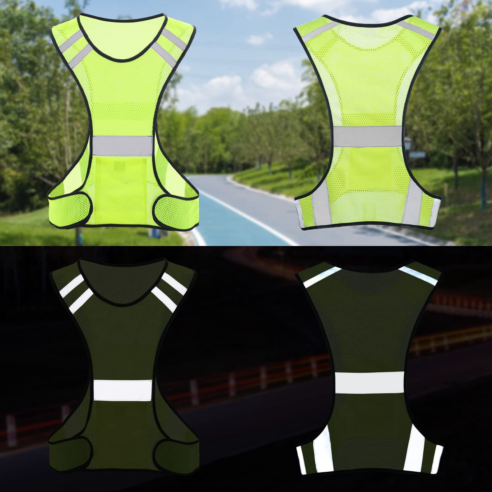 2 pack Safety Vest, Adjustable Reflective Vest Hi Vis Straps with Security Vest Unisex for Running Cycling