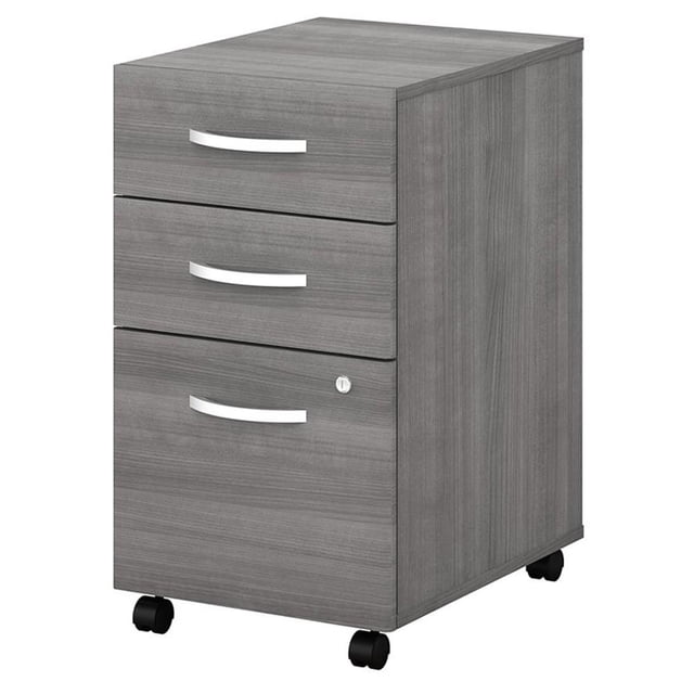 Pemberly Row 3 Drawer Mobile File Cabinet in Platinum Gray - Engineered Wood
