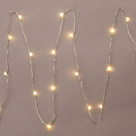 Gerson 36903 - 18 Light 3' Silver Wire Warm White Battery Operated LED Micro Miniature Christmas Light String Set with (Best Battery Operated Christmas Lights)