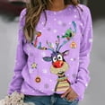 thumbnail image 1 of Chandail en Molleton de Noël pour Femmes 2023 Hiver Sexy Col Rond Imprimé Manches Longues Blouse Régulière en Solde, 1 of 6