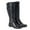 Black, variant on BareTraps Carmella Women's Boots Casual Fashion Mid Calf Knee High Faux Leather Boots w Side Zipper | Elastic Gussets, Round Plain Toe,