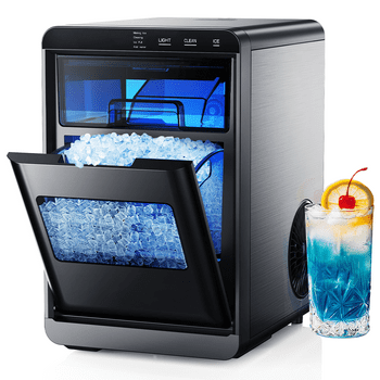 Simzlife Nugget Ice Maker Countertop, 44lbs/24H, Self-Cleaning, Soft Chewable Pellet Ice, Pebble Ice Maker Machine for Home/Kitchen/Party