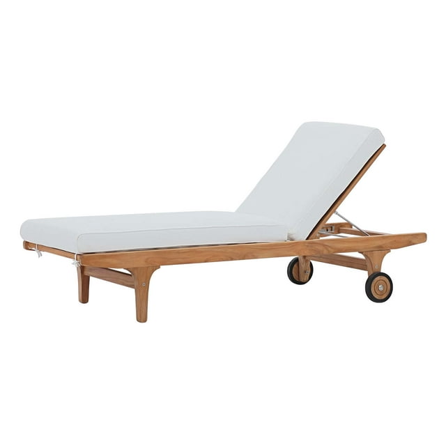 Modern Contemporary Urban Design Outdoor Patio Balcony Garden Furniture Lounge Chair Chaise, Wood, White Natural