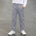 thumbnail image 6 of Plebaso Boys Basic School Uniform Pants High Waist Straight Leg Pull on Trousers Casual Kids Pants with Pockets, 6 of 7