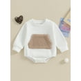 thumbnail image 2 of Suealasg Baby Girls Spring Romper 3M 6M 12M 18M Infant Newborn Girls Long Sleeve Round Neck Front Plush Patched Pocket Bodysuit, 2 of 9