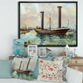 thumbnail image 2 of Designart 'The Ancient Boat Leaving The Harbor' Nautical & Coastal Framed Canvas Wall Art Print, 2 of 5