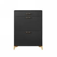thumbnail image 4 of Modern Flip-up Shoe Storage Cabinet with 3 Drawers, Narrow Home Shoe Cabinet with Metal Legs, Freestanding Shoe Organizer for Entryway, Hallway, Living Room, Black, 4 of 6