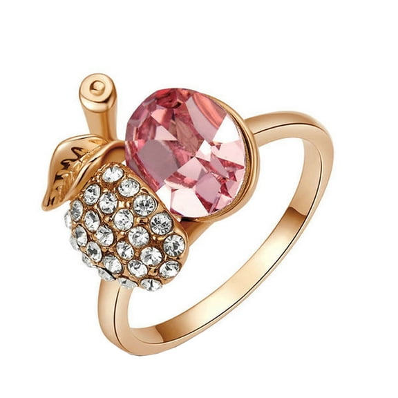 Yoursfs Novelty Rings for Women Pink Crystal with cubic zirconia Rose Gold Plated Insect Ladybug Personalized Rings Costume Jewelry (Size 7)