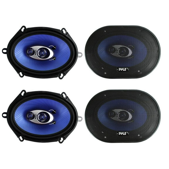 Pyle 4 Pack PL573BL 5x7" 600 Watts 3-Way Car Coaxial Speakers Stereo Blue Four