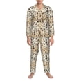thumbnail image 3 of Fotbe Wine 1 Pijama de Hombre con Estampado de Manga Larga, Conjunto de 2 Piezas, Ropa de Dormir Suave y Cómoda con Bolsillos-Large, 3 of 7