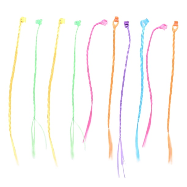 12 extensiones de cabello trenzado para niñas, con bonitos accesorios, con broches y personalidad fresca, para el cabello (colores surtidos)