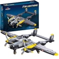 thumbnail image 1 of Apostrophe Games P-38 Lightning Aircraft Building Block Set - 937 Pieces - Air Force Fighter Plane Toy Set – for Kids and Adults – Compatible with All Building Bricks, 1 of 5