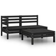 thumbnail image 1 of vidaXL 3 Piece Garden Lounge Set Solid Pinewood Black, 1 of 5