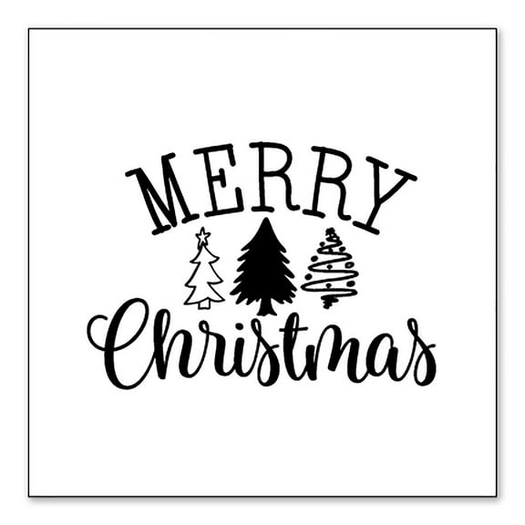 DistinctInk Custom Bumper Sticker - 3" x 3" Decorative Decal - White Background - Merry Christmas Doodle Trees