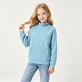 thumbnail image 3 of BLVB Girls Oversized Sweatshirts Solid Color Mock Neck Pullover Tops Long Sleeve Loose Fall Fashion Outfits(Light Blue,9-10 Years), 3 of 7