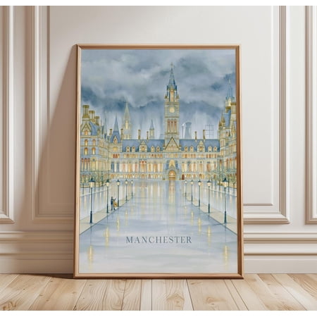 Manchester Town Hall Uk Travel Print Architecture Wall Art, Unframed Paper Print