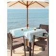 thumbnail image 2 of Outdoor Tablecloth with Umbrella Hole & Zipper, Farmhouse Aqua Striped Square Tablecloth 60x60 Inch, Modern Minimalist Stripes Patio Table Cover Waterproof Table Cloth for Picnic/Party, 2 of 7