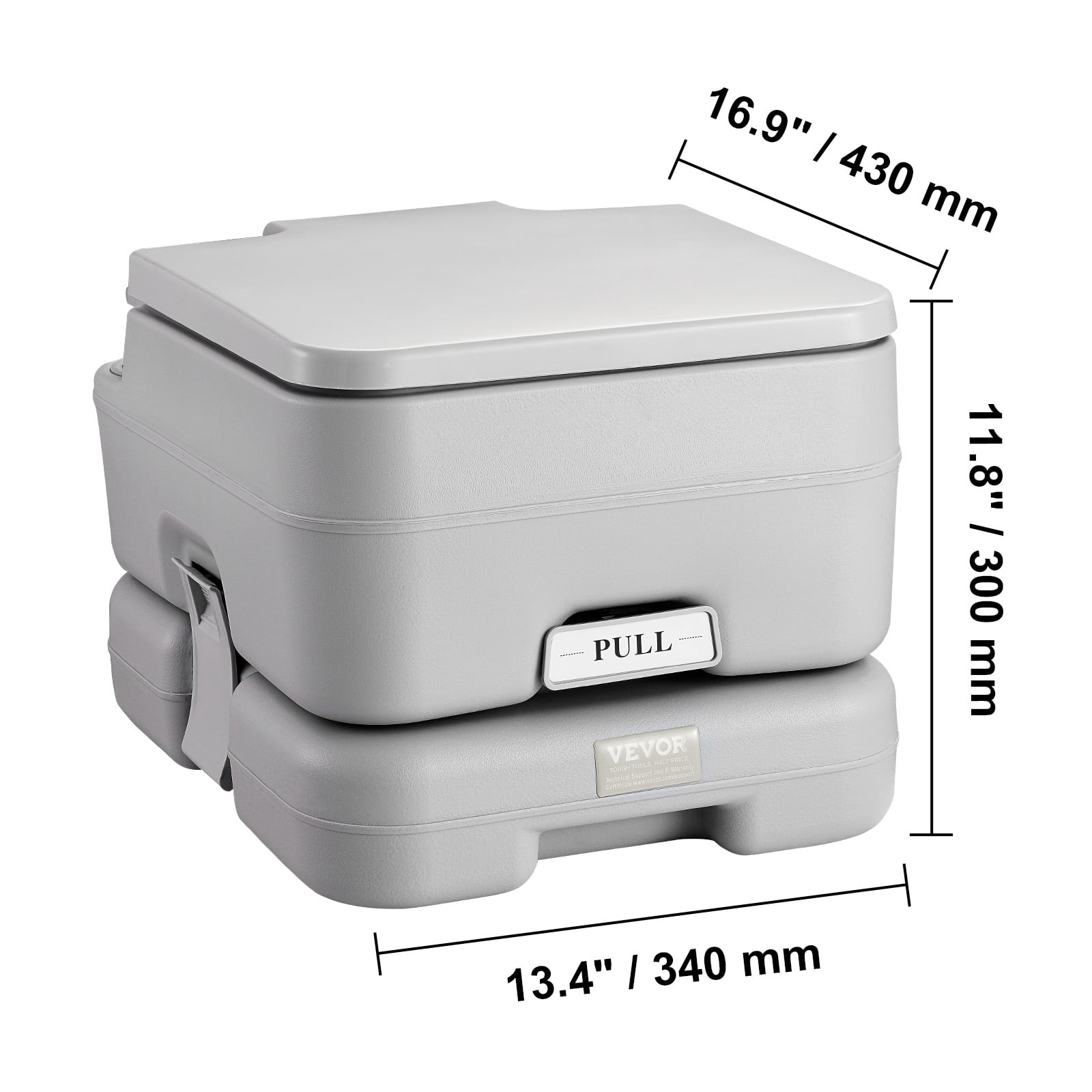 VEVOR Portable Camping Toilet, RV Toilet with 3.2 Gal Waste Tank, Push-Button Pressurized Flush Commode, Leak-proof and Odourless Travel Toilet for Adults Kids Camping Car