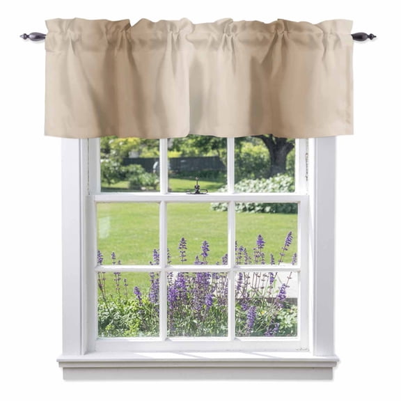 Khaki Gradient Valance Curtains, Ombre Rod Pocket Short Window Curtain for Kitchen Bathroom Bedroom, 42"x12"