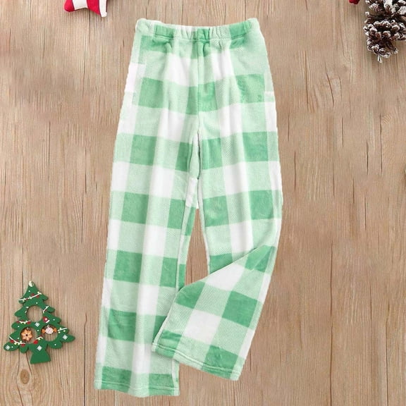 Tittly Pajama Pants Baggy Pants Women Pajama Pants Comfy Pj Bottom with Pockets Stretch Plaid Sleepwear Pants for Women Trendy Comfy Pants Women Green L