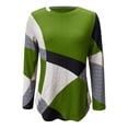 thumbnail image 3 of IMENGL Long Sleeve Shirts for Women Casual Patchwork Printed Round Neck Loose T-Shirt Soft Women's Basic Tee Long Sleeve Tops,Green, 3 of 5