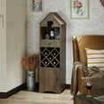 thumbnail image 4 of Furniture of America Gena 16.69"Width Wood 5-Bottle Wine Cabinet with Door, Reclaimed Oak, 4 of 9