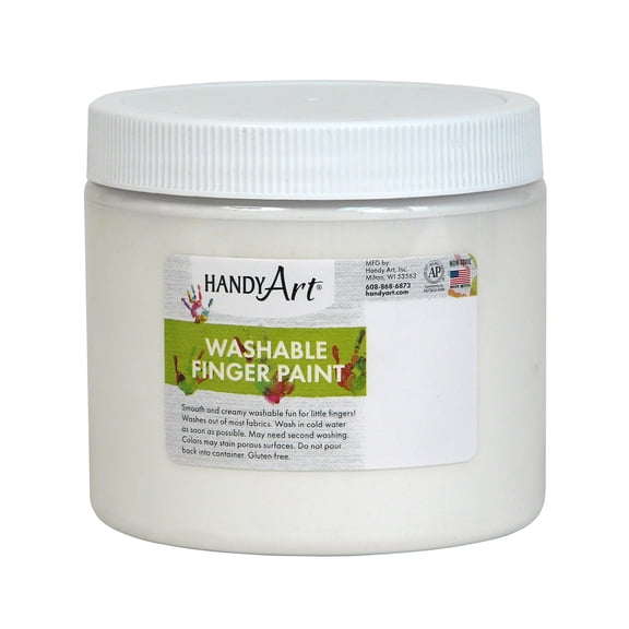 Handy Art® by Rock Paint Washable Finger Paint, White, 16 oz, Set of 12 jars