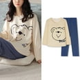 thumbnail image 5 of FUNDUFI Women's Pajama Sets Cute Sweet Bear Printed Long Sleeve Oversized Pajamas T-Shirt Stretchy Sleepwear Pants Breathable Loose Fit 2Pcs Homewear Pajama Sets Comfy Pjs For Women, 5 of 9