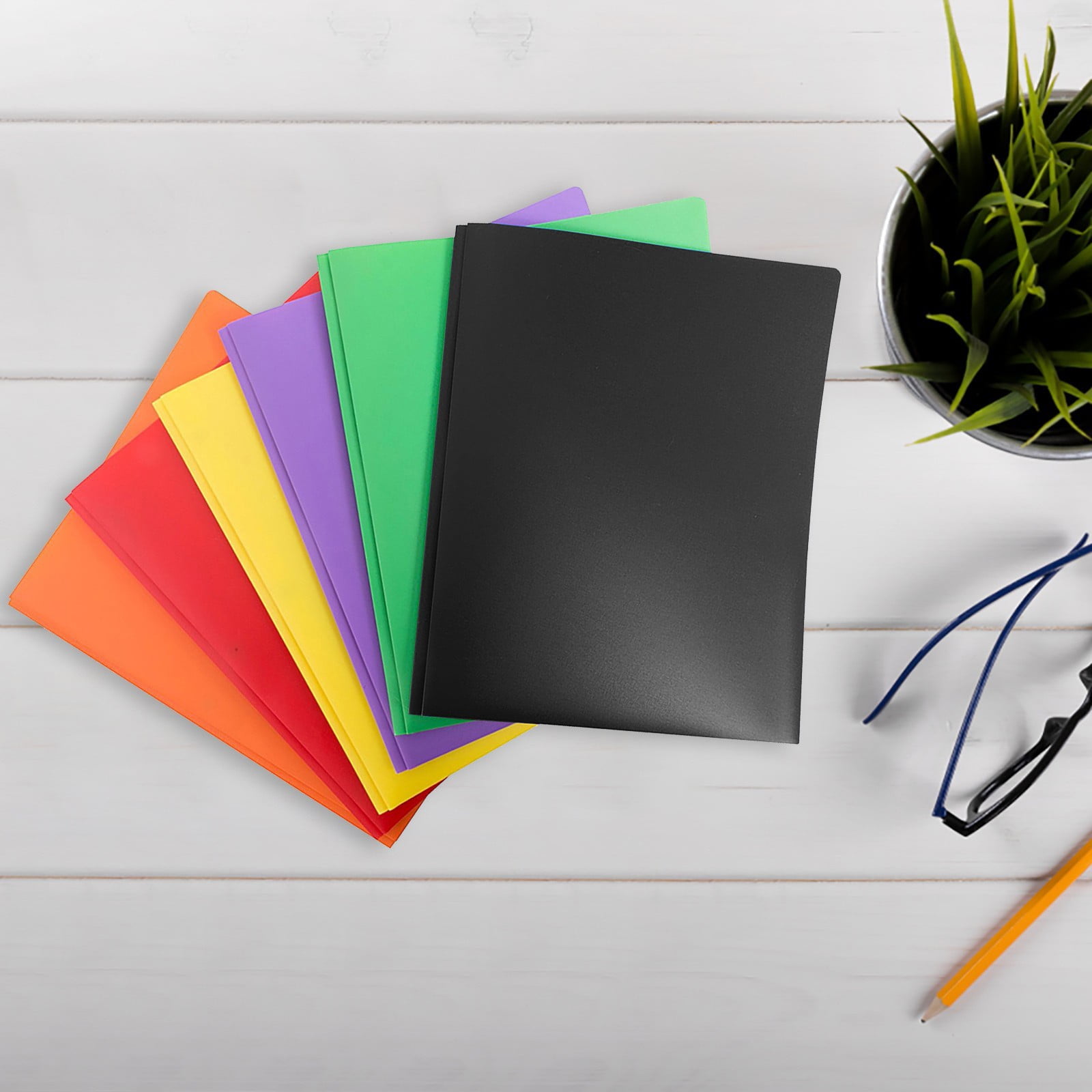 Dunwell Colored Plastic Folder With Pockets And Prongs (Assorted Colors 3 Pack) Colorful Folders With & School Folders With Fasteners