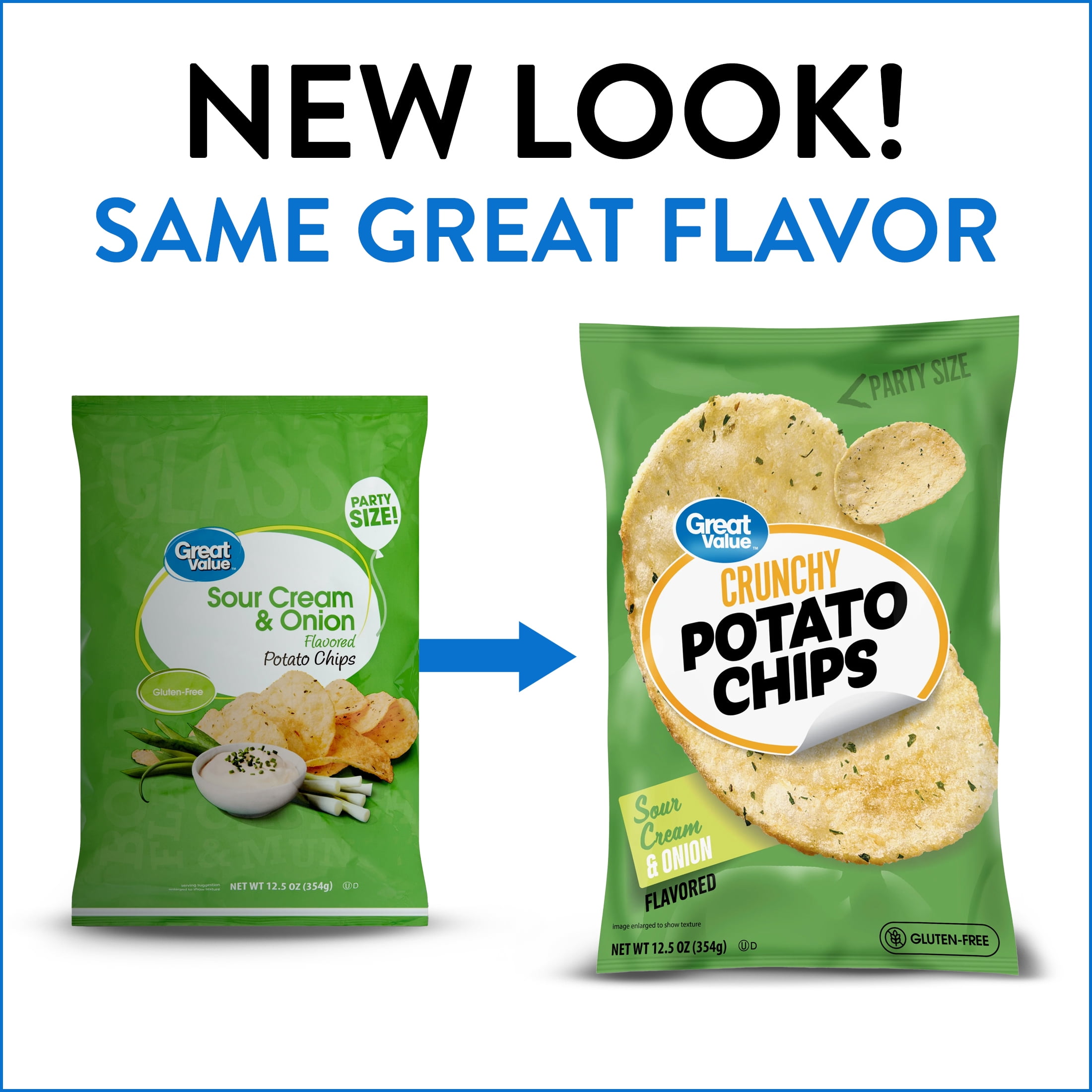 Great Value Sour Cream & Onion Flavored Potato Chips Party Size, 12.5 oz