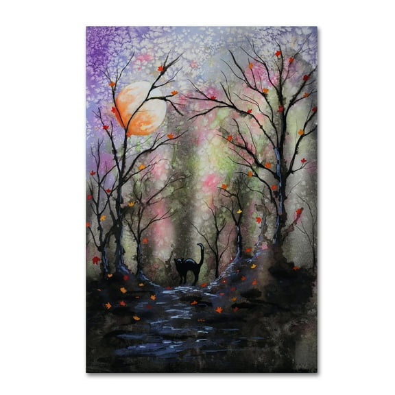 Trademark Fine Art 'Black Cat In Forest' Canvas Art by Michelle Faber