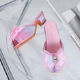 thumbnail image 6 of Girl's Dress Slide Shoes Princess Flats Open Toe Sandals Sparkly Single Strap High Heel Slip on Slippers, 6 of 7