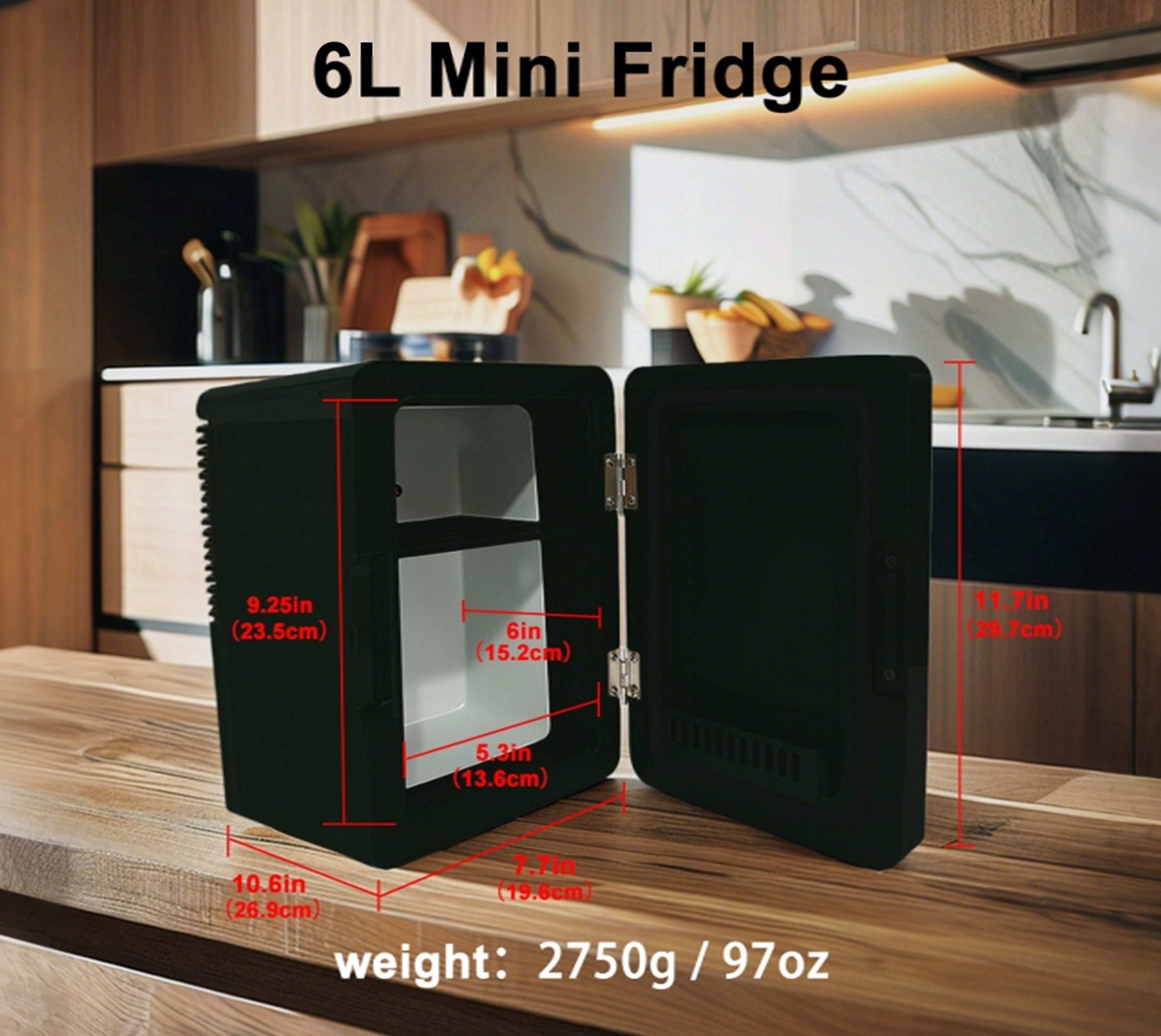 iTOMA Mini Fridge, 6Liter/8 Cans Portable Cooler Personal Refrigerator for Skin Care, Cosmetics, Beverage, Food,100% Freon-Free Eco Friendly for Bedroom, Office, Dorm