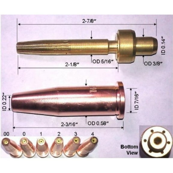 WeldingCity Propane/Natural Gas/LP Two Piece General Purpose Cutting Tip GPN-00 Size 00 for Victor Torch | Pack of 1