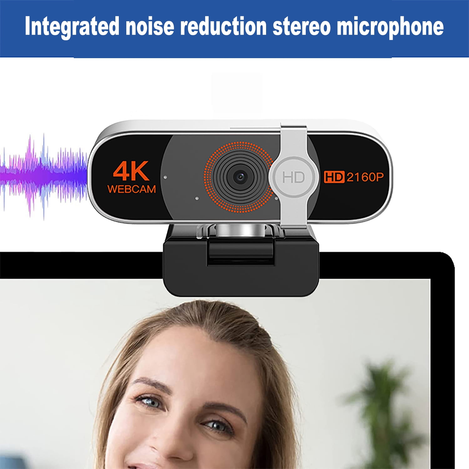 4K Webcam for PC, Auto-zoom,with remote control,Privacy Cover, White Balance, Webcam with Microphone, Plug & Play, 4K Web Camera for Laptop/Desktop, Video Calling,Conferencing