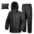 thumbnail image 3 of Habit de Pluie pour Homme de 33 000 Pi, Compressible, Imperméable, Léger, Équipement de Pluie pour Golf, Randonnée, Cyclisme, 2 Pcs (Vestes et Pantalons), 3 of 4