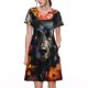 thumbnail image 1 of Disketp Colorful Floral Black Dog para Vestido de Manga Corta para Mujeres, Vestidos de Verano para Mujeres, Casual y Holgado para la Playa, 1 of 6