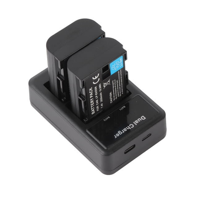 Lp e6 e6n kit de batería y cargador 2pcs 7.4v 2650mah batería con 1pc led2 lpe6 batería de cámara dual batería cargador de puertio usb puertio usb pantalla led reemplazo para 5d