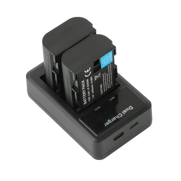 Lp e6 e6n kit de batería y cargador 2pcs 7.4v 2650mah batería con 1pc led2 lpe6 batería de cámara dual batería cargador de puertio usb puertio usb pantalla led reemplazo para 5d
