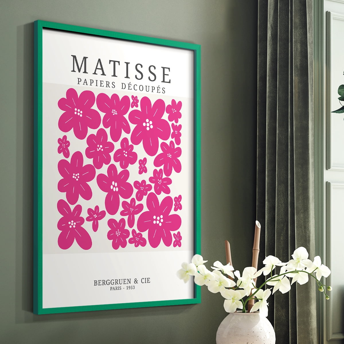 Matisse CDXX in Green Solid Wood Framed Print No Nail Hanging