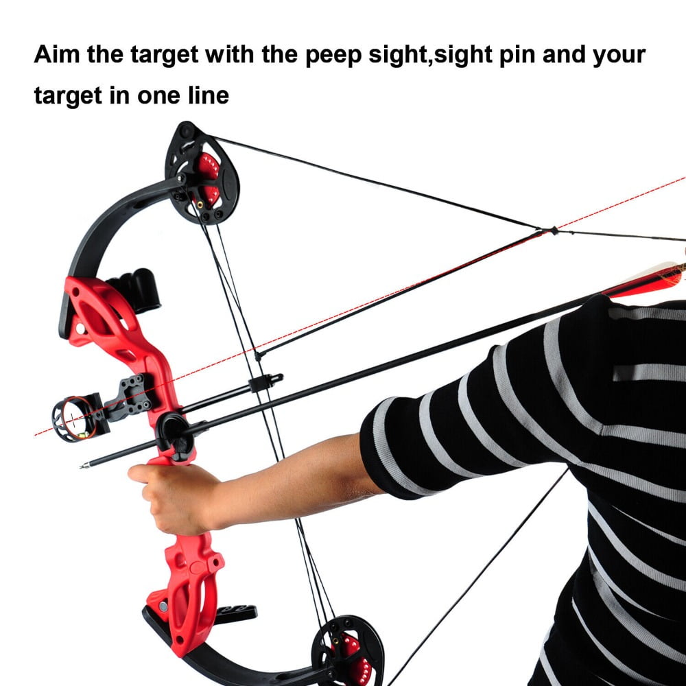 EROCK Compound Bow Kit W/4pcs Arrows Right Hand Target Practice Hunting Youth 15-29lbs