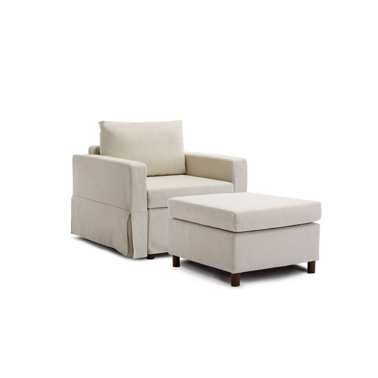 Single Seat Module Sofa Sectional Couch Seat Cushion and Back Cushion  Removable and Washable,Cream