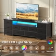 thumbnail image 3 of Amadwell Large TV Stand for 75, 80 Inch TVs, 11 Drawers with Power Outlets & LED Lights, 70 inch Entertainment Center, 3 of 9