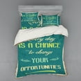 thumbnail image 2 of Ambesonne Saying Bedding Set 3 Pcs, Retro Poster, Twin XL, Jade Green Tan, 2 of 3