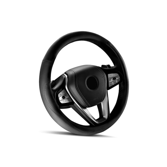 Car Leather Steering Wheel Cover, Universal 14.5"-15",Black | Universal Car Accessory for Diverse Cars, Car Steering Wheel Cover with Anti-Slip Lining, Full Protection, Easy Installation